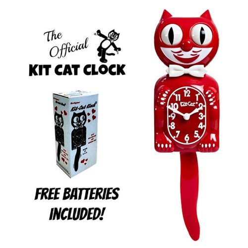 Classic red kit cat - red, clock