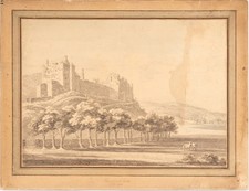 Thomas Stothard [att. a]: original drawing View of Cockermouth Castle 1800