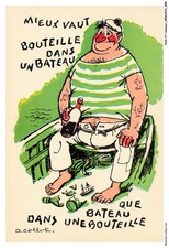 AHSP7-0672-HUMOR - Better bottle in a boat ANDRE COLLOT