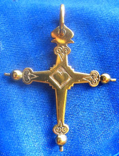 Regional Jewel: Jeannette Savoyard Cross 19th Century in Gold Silver (Vermeil)