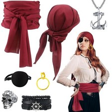Deguisement Pirate Femme 7PCS costume Pirate Femme Bandana Pirate Ceinture Pi...