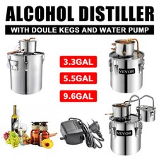 VEVOR Distillateur Alambic 11,4/19/30 L Condenseur Thermomètre Eau Alcool Huile