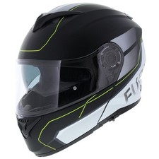 Casque moto modulable Vito Furio - noir mat blanc jaune fluo - Taille S