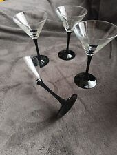 A1/⚠️VINTAGE 4 VERRES COKCTAIL / MARTINI CRISTAL PIED NOIR  STYLE LUMINARC ⚠️