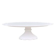 Chic Antique Plateau pour Gâteau Provence Porcelaine Vaisselle Blanc sur Pied