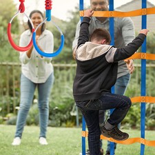 VEVOR Parcours d’Obstacles Ninja pour Enfants Slackline 2x17 m avec 12 Obstacles