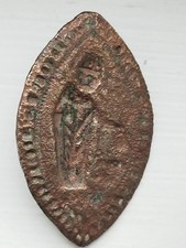 sceau moyen-age 13-14 ème siècle évêque bénissant bronze