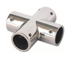 Coude Croix Droit 4 sorties Pour Tube de Diamètre 22mm Angle 90° inox A4 - 316