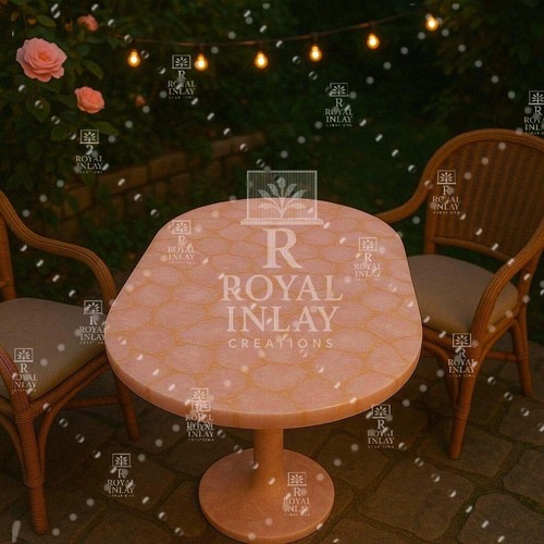Table basse ovale rose quartz - table,