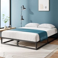 Lit 140x190 cm métal avec sommier lattes design moderne Adulte Rangement Neuf FR