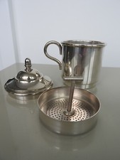 Antique Silver Metal Tea or Coffee Filter Piston Coffee Maker