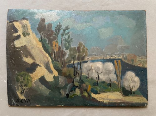 Paysage tableau ancien signé - paysage,,