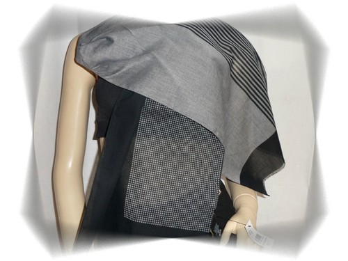 Foulard echarpe bleu - gris, uni