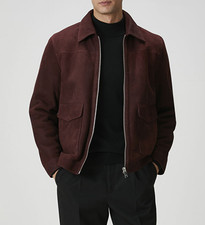 Blouson cuir homme bordeaux
