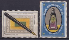u3190/ Denmark (2 stk) Poster Stamp Label # Heimdal Fountain Pen & Ink