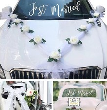 Kit de décoration de voiture de mariage blanc,Guirlande de mariage,Décoration d