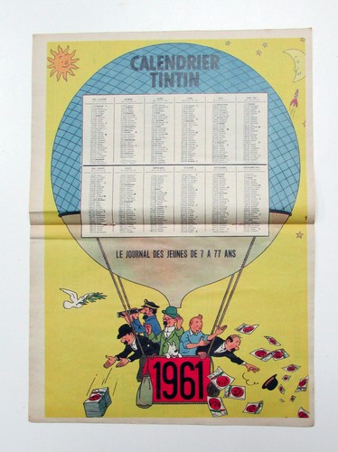 Calendrier tintin 1961 - tintin, 1961,