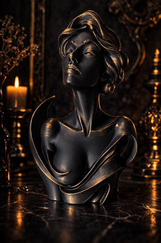 Sculpture femme buste - femme, noir