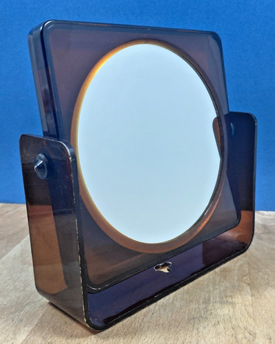 Ancien miroir plexiglas ambre - ancien,