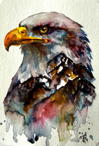 Peinture aigle oiseau