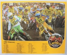AFFICHE POSTER MOTO CROSS 1982 ITINERARY 500 250 125 CC SIDE CAR CAMEL CHALLENGE