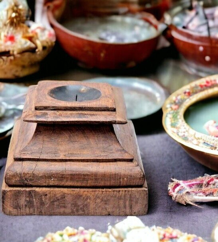Porte bougie bois ancien - en,