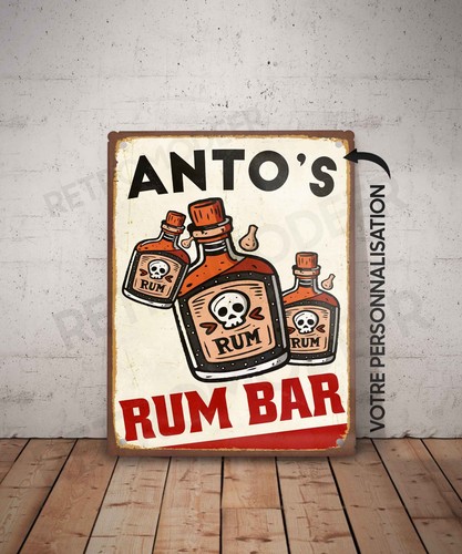 Plaque métal vintage rum - plaque,