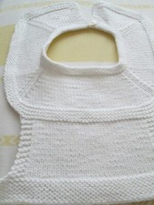 Antique Baby or Doll Bib - White - Hand Knitted