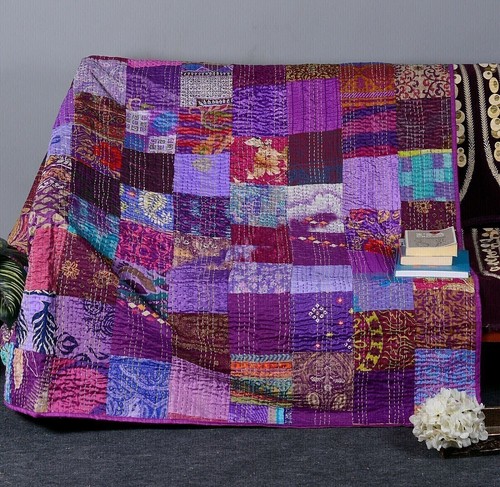 Couvre lit vintage - couvre-lit, kantha