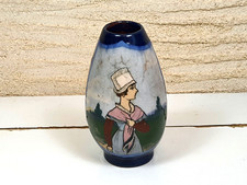 ART NOUVEAU BAYEUX LAMY VASE TERRE CUITE VERNISSEE COIFFE FLEUR POMMIER DESMANT