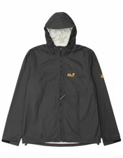 JACK WOLFSKIN Mens Hooded Rain Jacket UK 44/46 XL Black Polyamide AP16
