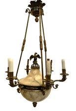 Lustre Empire en bronze et albâtre XIX siècle Napoléon III