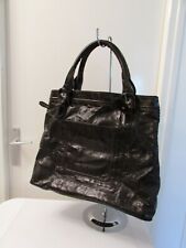grand sac cabas cuir vernis effet froissé marron chocolat kenzo