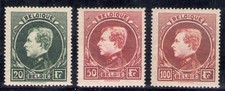 1929-32 Belgique - Catalogue COB n° 290B-291A-292A Effigie du Roi Albert Ier - 