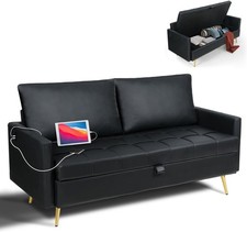 Black Leather Couch 60 Inch