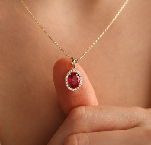 Collier pendentif rubis - , rouge