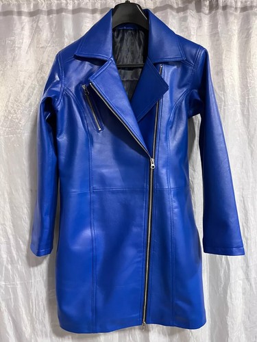 Robe motard cuir bleu - robe,