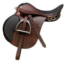 Selle de cheval de saut d'obstacles Elite Premium en cuir marron taille 14" à...