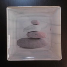 Vintage Art Deco Opaque Glass Pebble Grey Square Flat Plate Table N6923