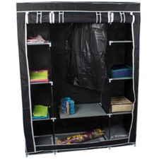 Armoire Portable Pliable En Tissu 125x162 Porte-Vêtements Étagères Garde-Robe