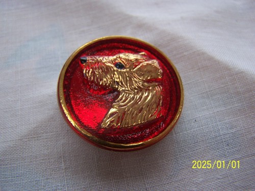 Beau bouton verre rouge - verre,