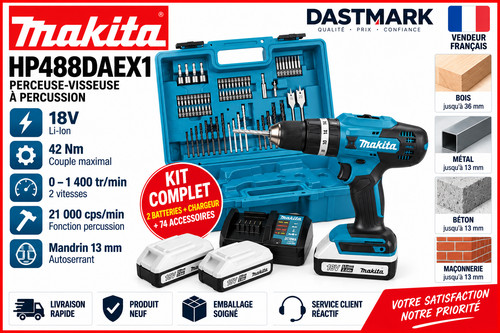 Perceuse makita hp488daex1 - perceuse, 18v
