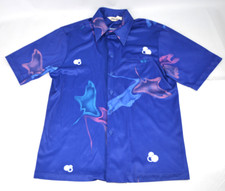 TROPICANA Hawaii Psychedelic Shirt Barbell Acid Trip Vtg Mens M SS Shirt VIBRANT