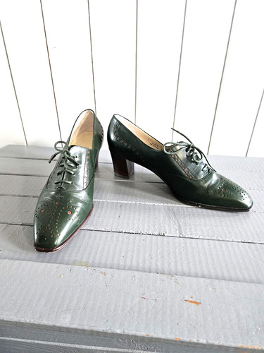 Derbies talons cuir vert - à,