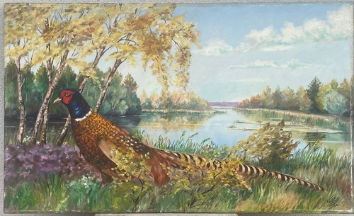 Huile sur panneau - sur, faisan