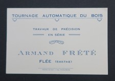 Carte de visite Freté Guérin Flée Sarthe tournage bois wood old visit card