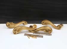 ▨7X7mm set of 2 pairs of brass door stand handles, Louis XV style