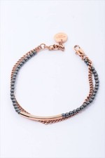DYRBERG KERN Metal 2-Strand Bracelet Pink Gold Rare Used Excellent Condition