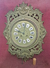 Antique Large Bronze Wall Poster Clock Chime XIX