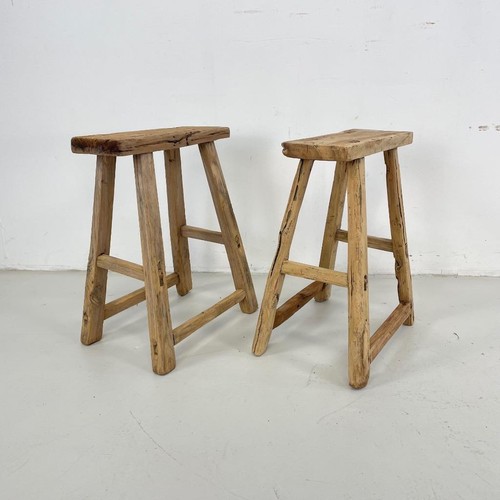 Paire tabourets bois - en,